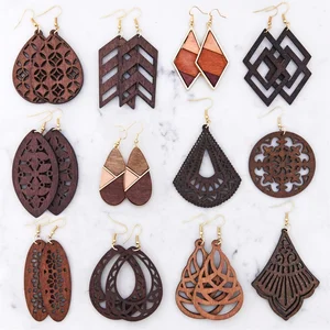 Custom Bohemia Wooden Earring Jewelry 925 Silver Women Hawaiian Jewelry Wooden Earrings Boho Jewelry