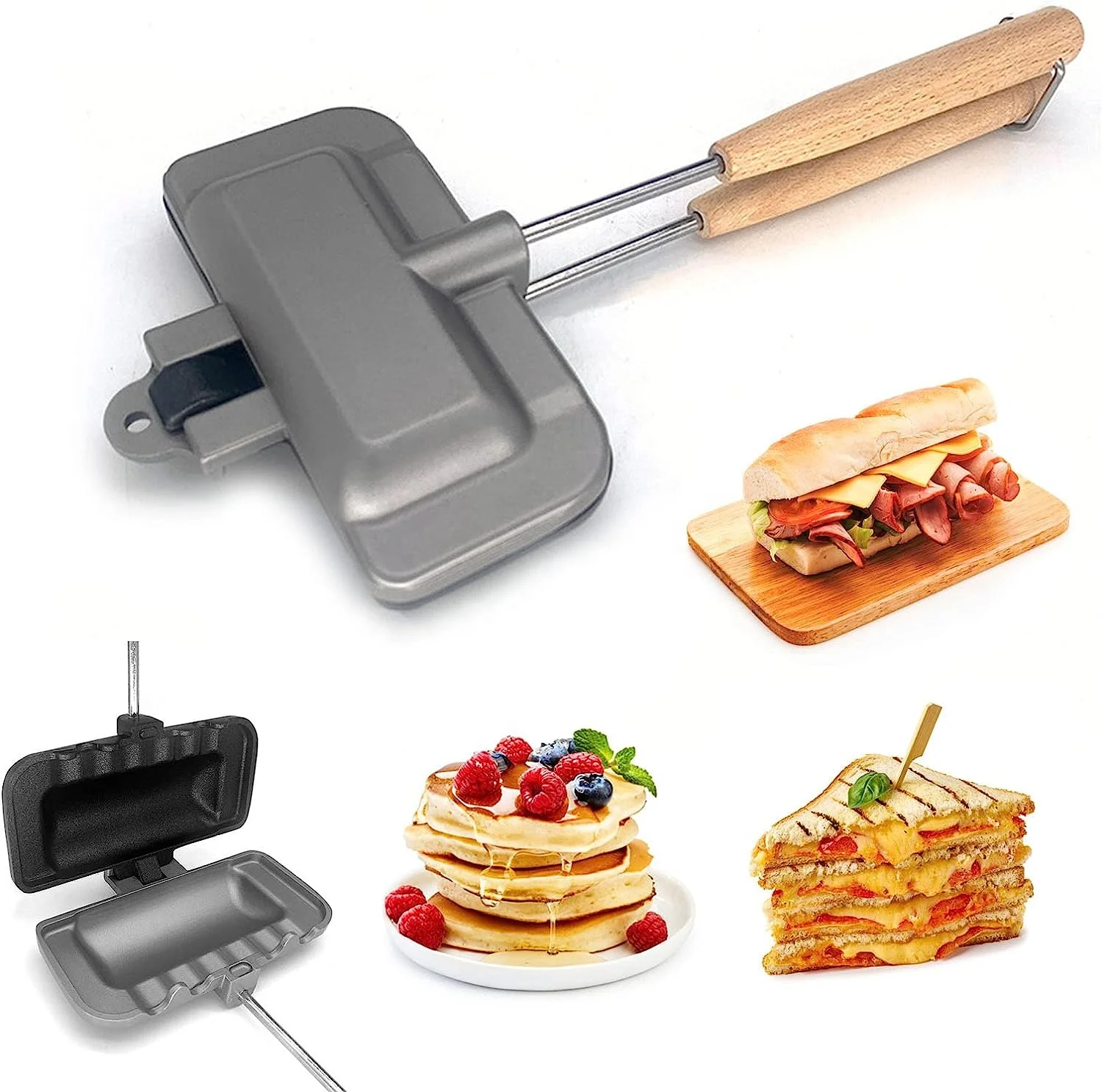 Toasted Sandwich Maker Double-Sided Sandwich Baking Pan Grilled Cheese  Maker Nonstick Sandwich Maker Flip Grill Pan