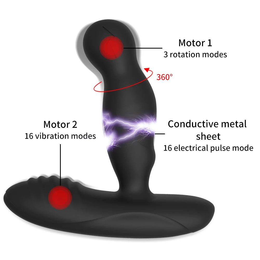 Levett Electric Shock Anal Vibrator Usb Charging Wireless Remote Control 360 Degrees Rotation 7181