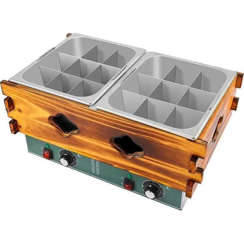 TEBAK Professional Electric Double Basin Oden Hot Pot Food Kanto Cooking Electric Heating Oden Cooking Pot Cooking Machine