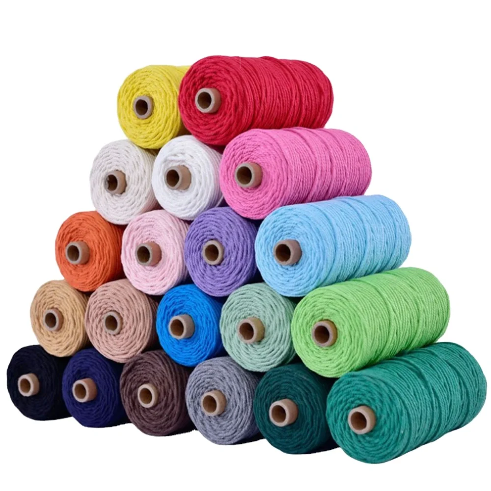 Charmkey Natural Soft Recycled Macrame Cotton Yarn Wholesale 3mm 4mm 5mm 6mm Cotton Rope