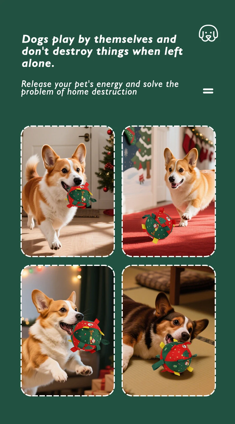 New Christmas Dog Toy Ball Grinding Self Pleasure Reliever Plush Interactive Gnawer Pet Interactive Puzzle Toy manufacture
