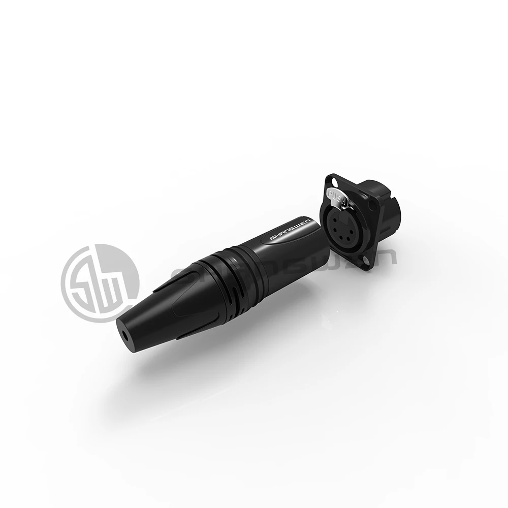 Mini 5-Pin XLR Male Audio Connector IP40 Indoor Shell with Gold Contacts Black Microphone Audio Cable Connector Plug