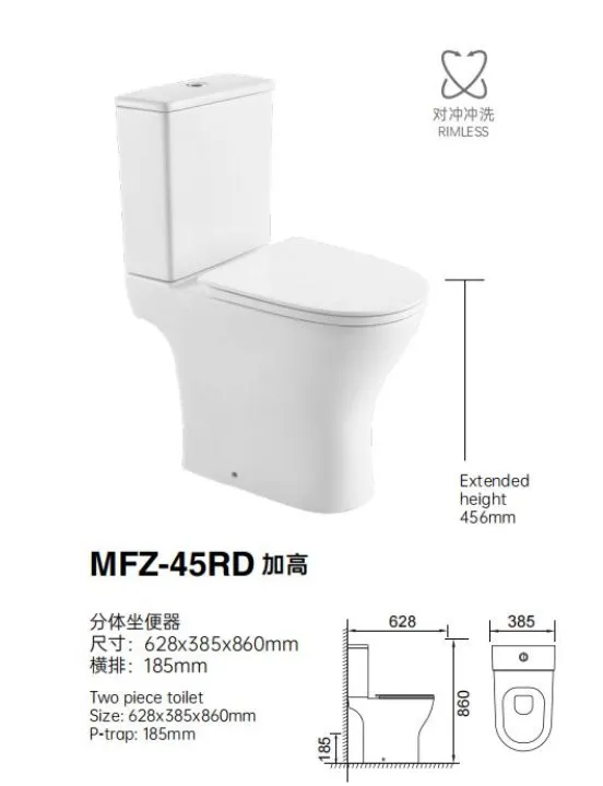 AIDI CE Ceramic Extended Height Bowl Disabled Toilet Old Man Bathroom Water Closet Ceramic Two Piece Toilet manufacture