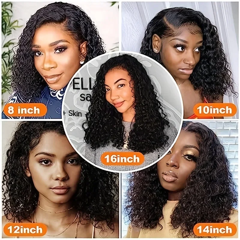 Water Wave Human Hair Bob Wig Glueless Pre Plucked Lace Front_voghion.com