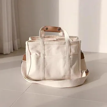 Custom Canvas Portable Handbag Organizer For Mother Baby Large Capacity Mummy Nurse Mom Baby Diaper Tote Bag