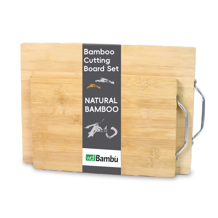 Offerta in Fabbrica, Set da 2 Pezzi di Taglieri in Bambù Biologico Personalizzati, 2 Dimensioni Assortite di Taglieri in Legno di Bambù