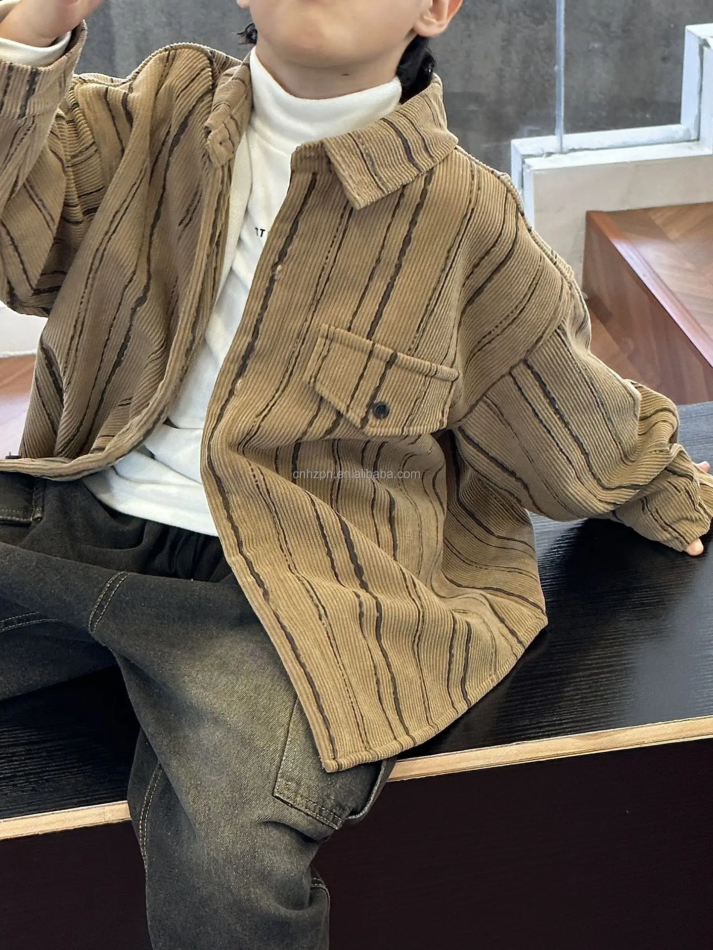 Fall Casual Striped Longsleeved Shirt For Boys And Girls Loose Slim