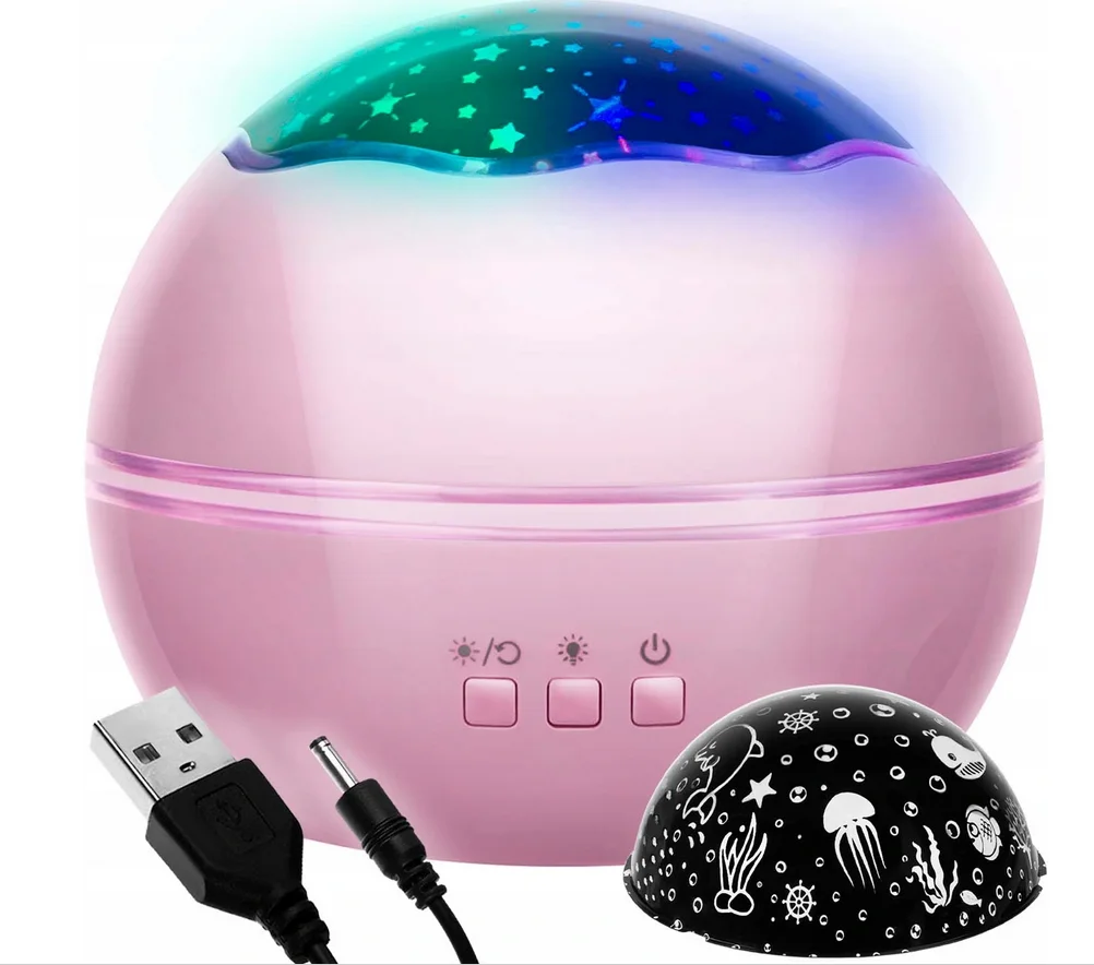 Small Ball Colorful Flashing Star Projector Lamp 3D Illusion Star Night Light Rotating USB Projector