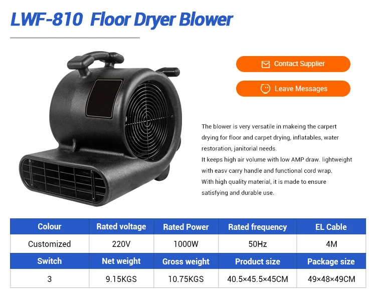 Source 1/2 HP Cleaning Air Mover for Janitorial Water Damage Restoration  Stackable Carpet Dryer Floor Blower Fan on m.