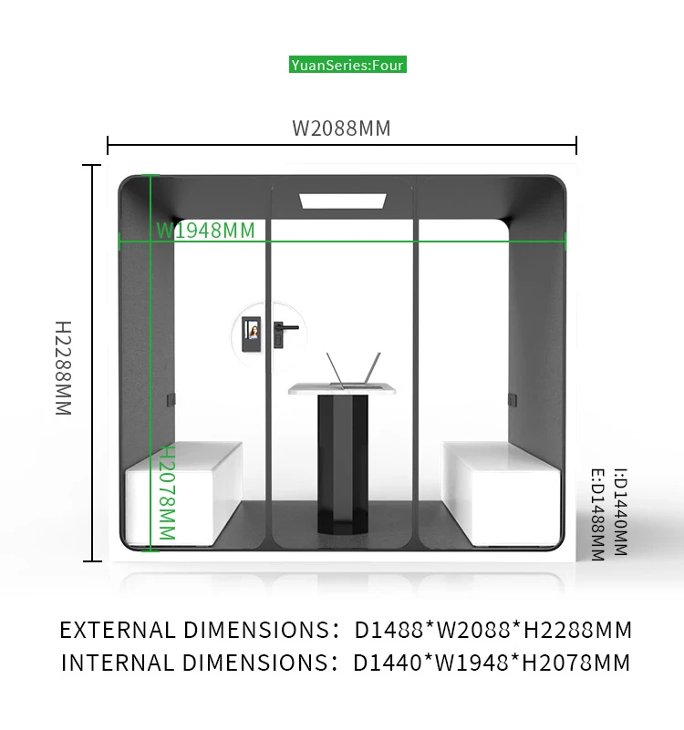 Easy Assemble Sound Proof Booth Room Soundproofed Glass Napping Brocast