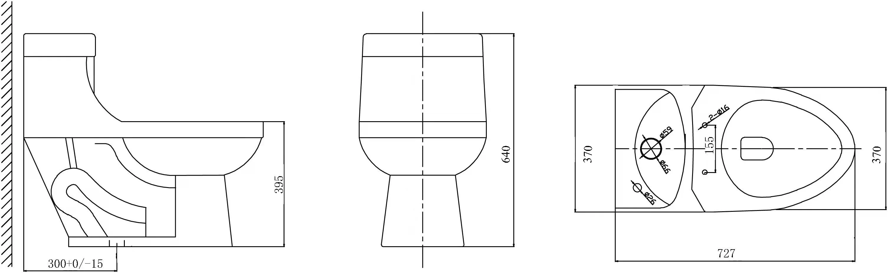 AIDI Hot Selling South American Inodoro S-trap 300mm Siphonic WC One Piece Toilet supplier