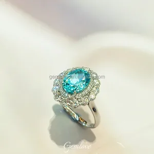 In Stock! 3.15CT IGI Paraiba Ring - PT950 Round Lab Diamond, Luxury Engagement Jewelry