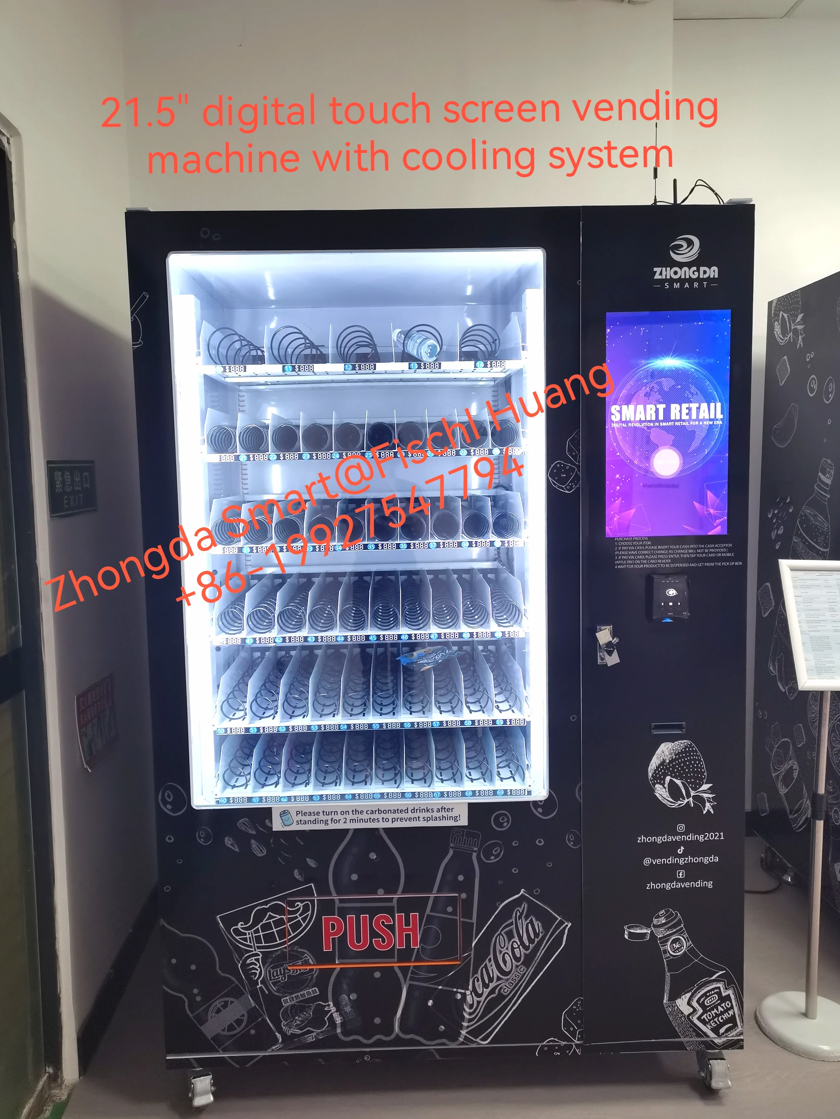 High Tech Outdoor Cooling System Vending Machines For Snacks And Drinks ...