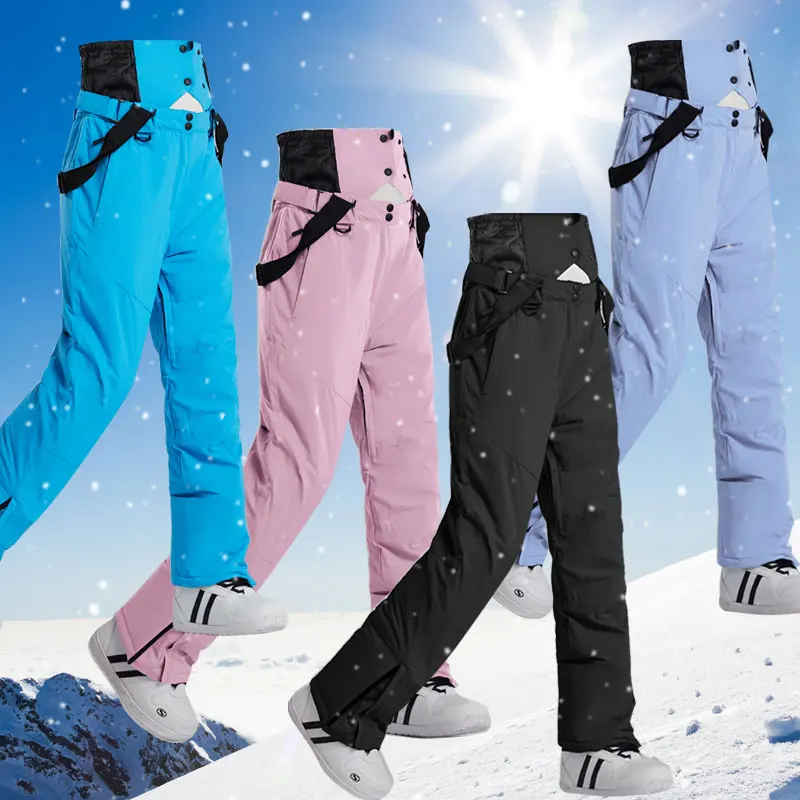High Quality Men Women Ski Pants -30 Degree Outdoor Windproof Waterproof  Warm Snow Trousers Winter Ski Snowboarding Pants