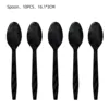 Cuillère en plastique noire-10pcs