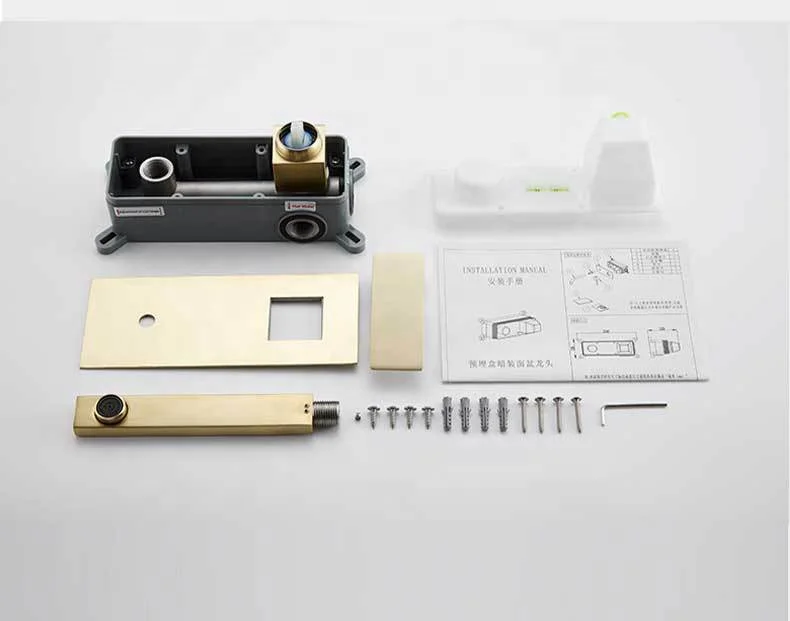 Смеситель для раковины с низким выходом роскошный кран ванной комнаты золото матовой поверхностью настенное