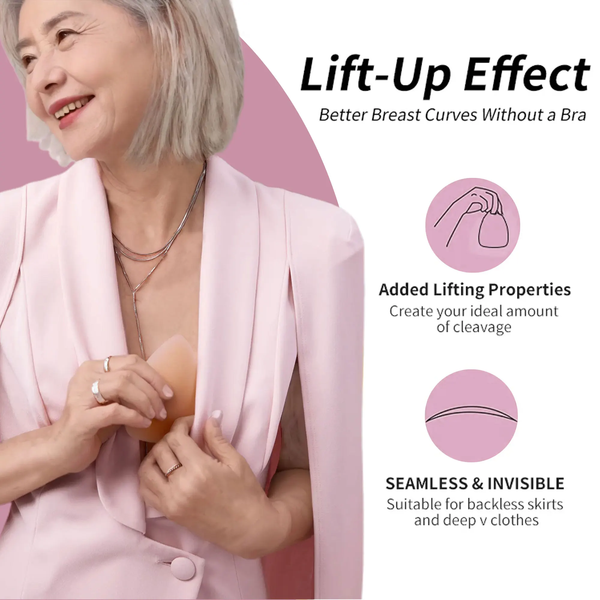 Not Sticky Reusable Seamless Skin-like Texture Matte Triangle Nipple Cover for Deep Vees, Tricky Tops & Swim