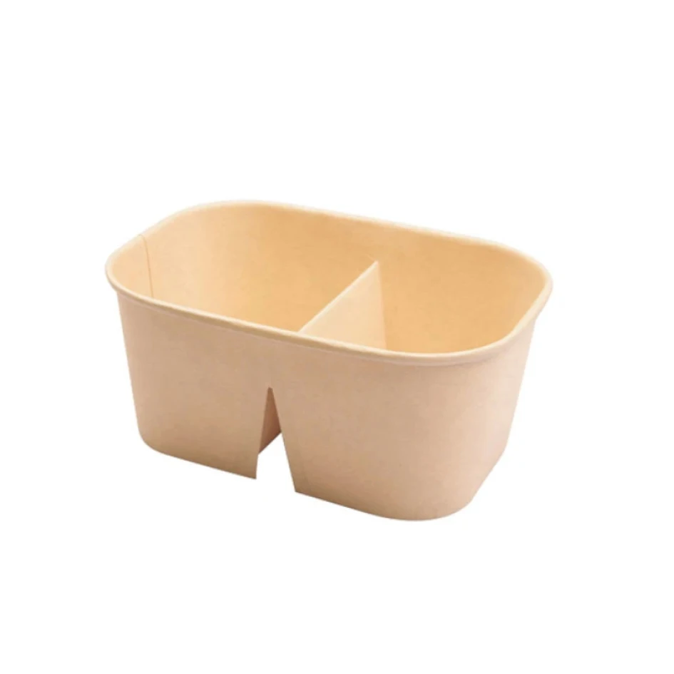 Versatile Two Comparted Rectangular Paper Bowl