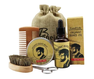 Organic Vegan Beard Growth Kit with Jojoba Oil & Argan Oil Moisturizing & Refreshing Oil & Balm for Men-OEM/Private Label