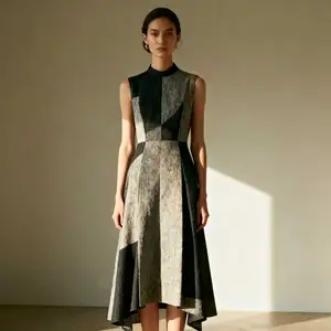 Factory Custom Crew Neck Summer Dress-Plus Size Natural Waist Washable ODM Knee-Length Lead Time