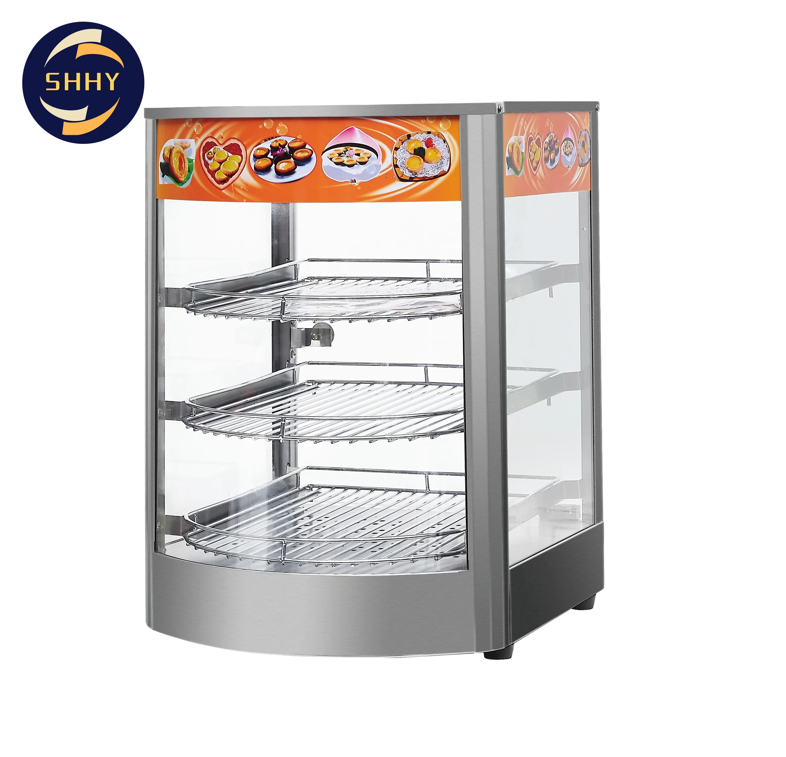 Electric Heating Food Warmer Display Showcase Commercial Tray Glass ...