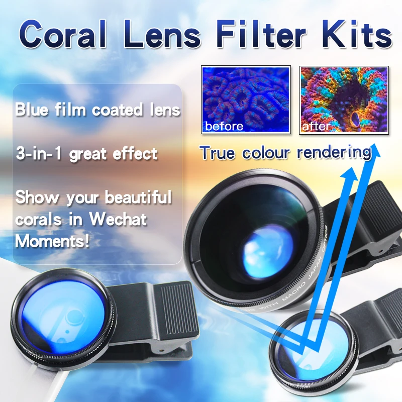 Wholesale Universal Clip Aquarium Coral Lens Filter Basic Kits For Phone