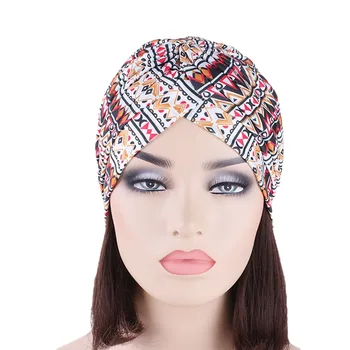 Fashion Colored Womens Turban Hat Headscarf Headwrap Turban Women African Pattern Ruffle Bandanas Cap
