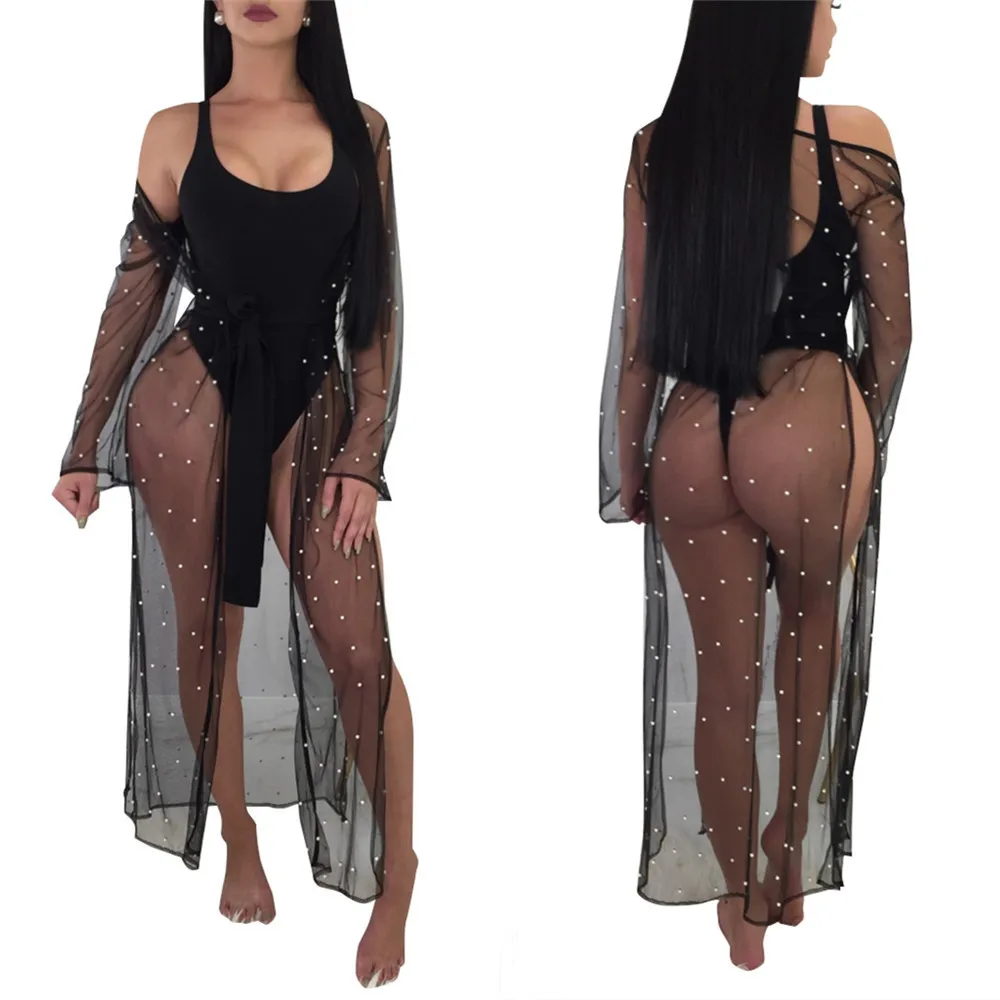 Caftan Beach Wear Bikini Pearl Mesh 