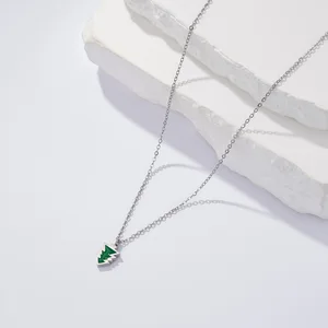 New Christmas Christmas Tree Stainless Steel Sporty Necklace Fashion Personality Niche All-match Simple Collarbone Bamboo Chain