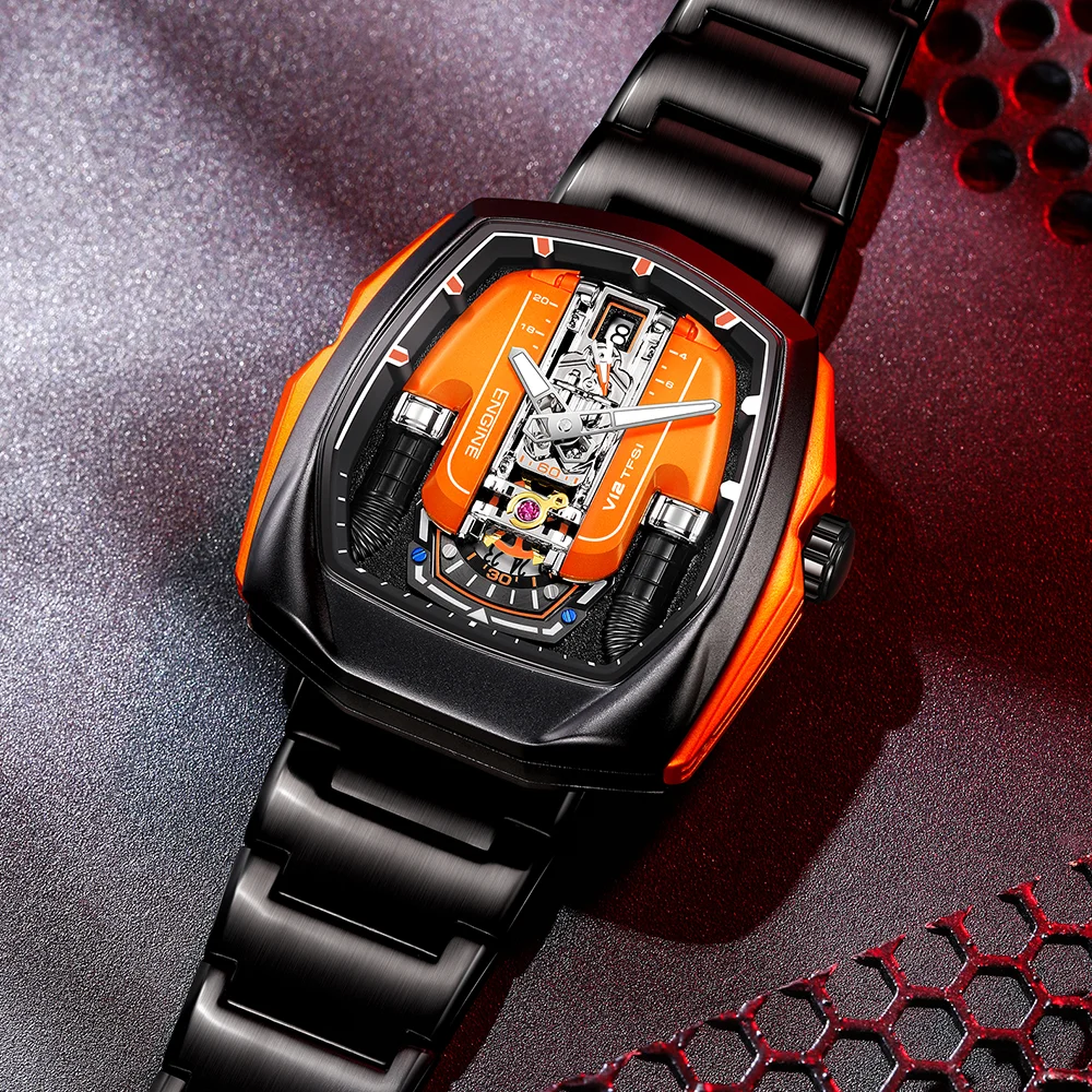 Drop Shipping Super Luxury V12 Engine Watch Man Watches Quartz Movement Waterproof Quartz for Man Watch