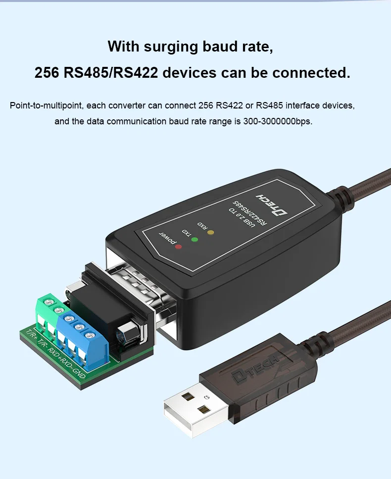 Convertisseur USB Vers RS485/RS422 LovIntry - Câble DB9 Avec Interface Full/Half Duplex