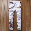 Jeans Slim Fit Stampati Casual da Uomo Bianchi