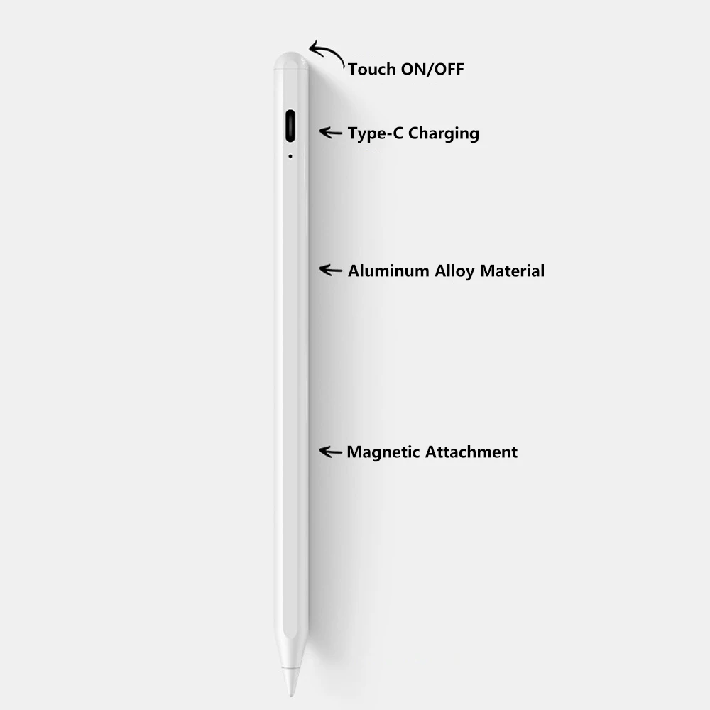 Wholesale Aluminum Alloy Universal Stylus Pen for IPad/Tablet/Phone, Type-C Charging 130mAh Battery 8-10H OEM ODM