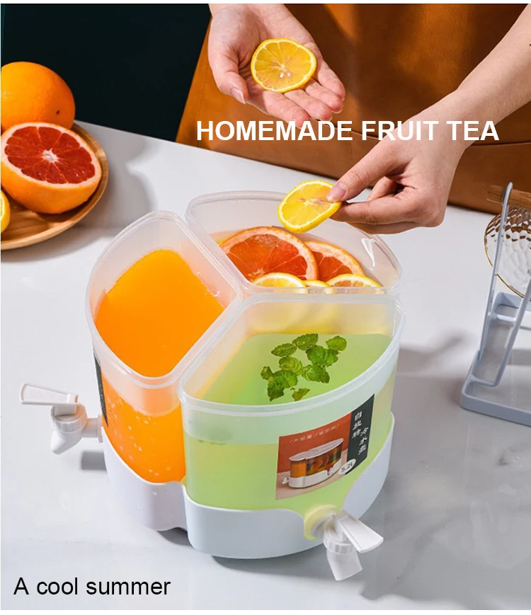 3 Grid Beverage Dispenser with Rotating Drink Jug Bucket High Capacity Detachable Juice Jug for Home Party Use