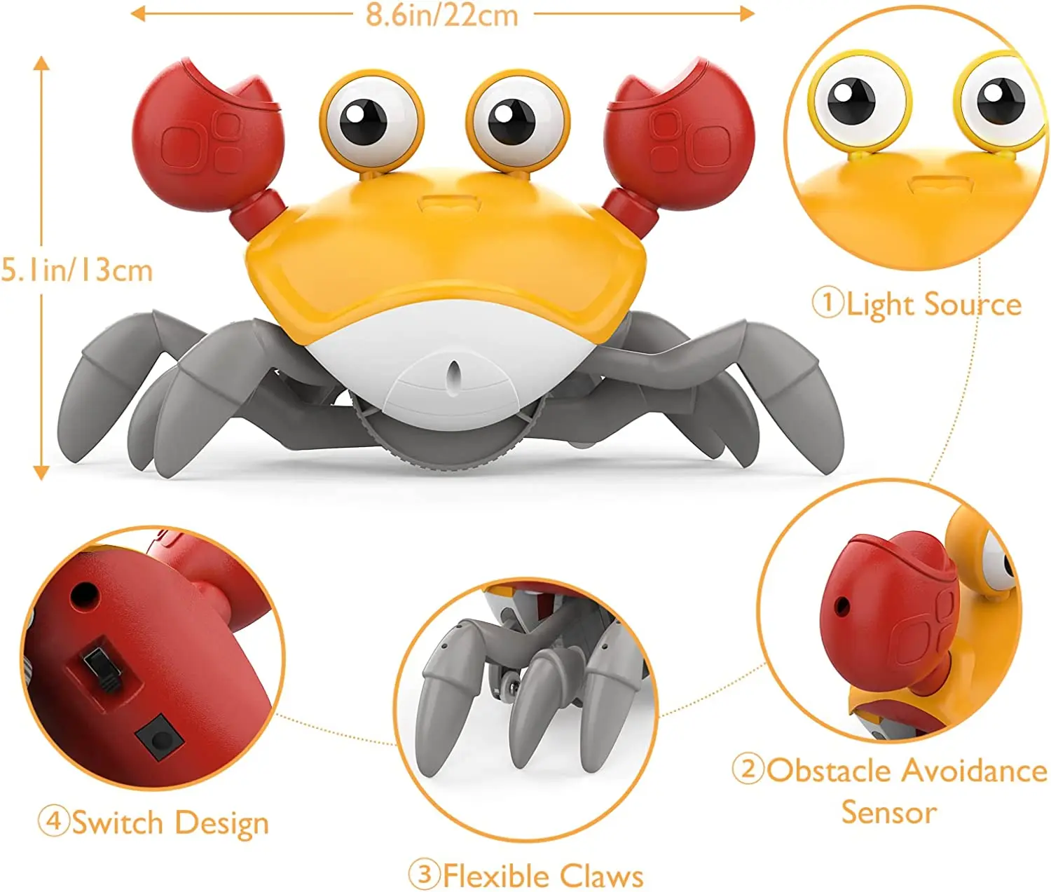 Hot Selling Toddler Induction Catch Me,Electric Runaway Crab Baby