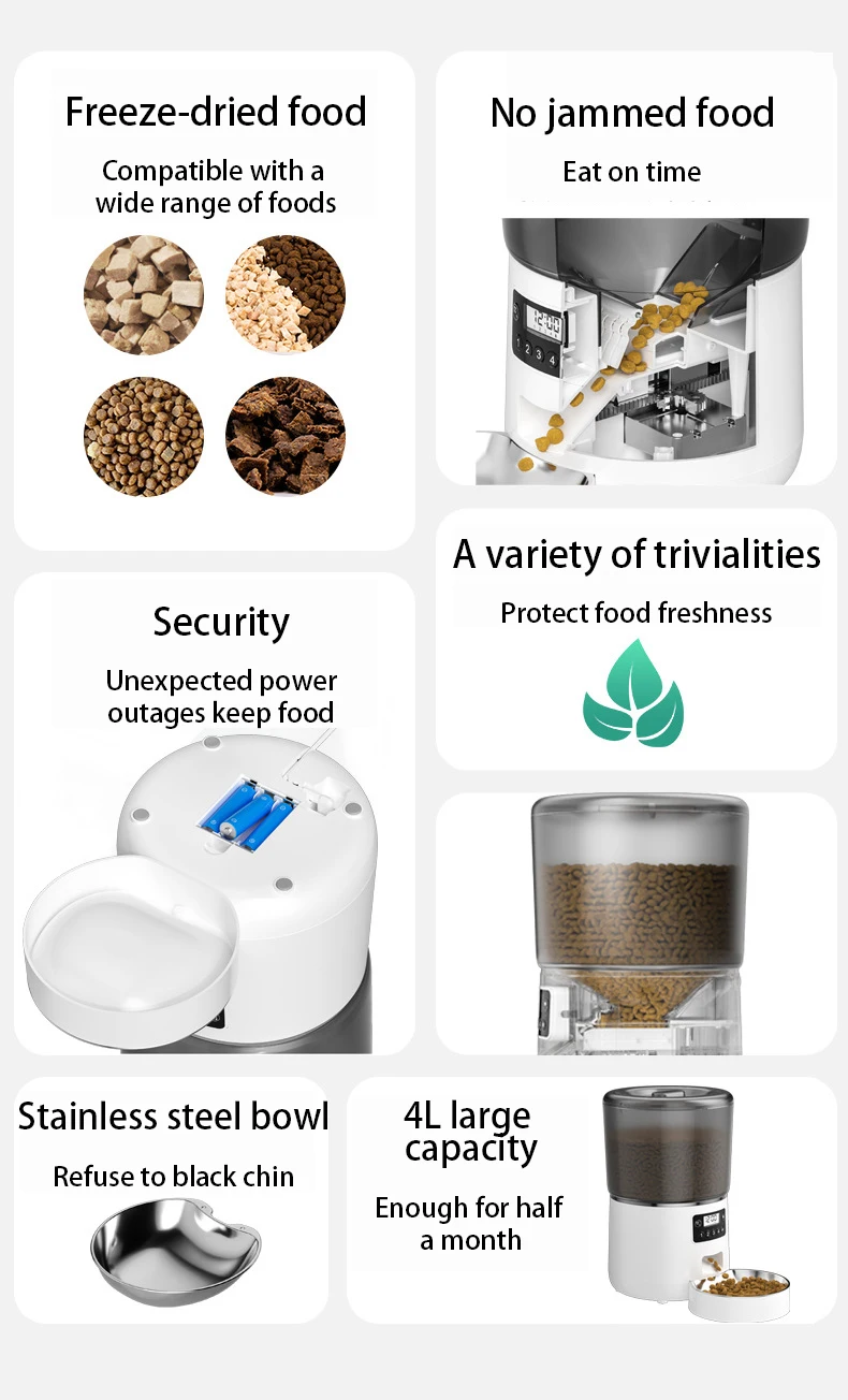 Tuya Dog Cat Smart Pet Feeder Wifi Mobile 4l Smart Microchip Rfid Pet