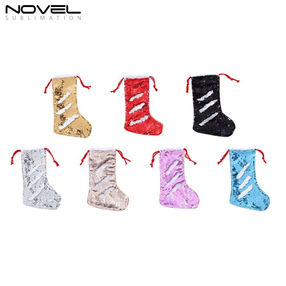 Personalized Sublimation Xmas Socks Customized Blank Christmas Sequins Stocking