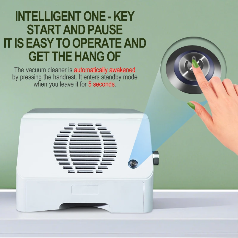 product 2032 120w high end desktop gel nail vacuum cleaner intelligent 3 in 1 pedicure manicure tabletop nail dust collectorhepa h13-9