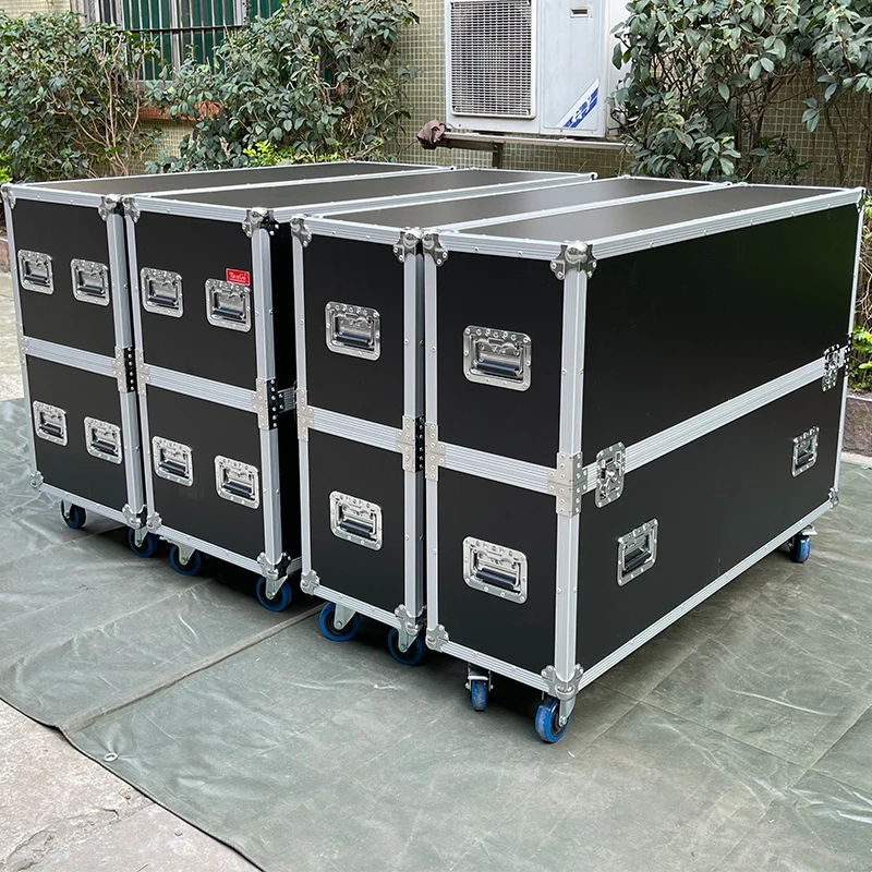 DUAL Universal Adjustable Stackable TV Flight Case with Wheels