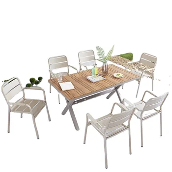 Outdoor Aluminum Dining Table And Chair Combination Set Of Modern Courtyard Garden Outdoor Garden Furniture Sets