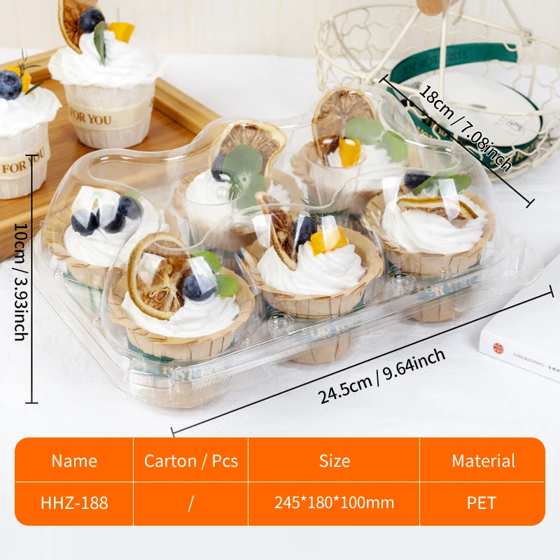 Custom Pla Biodegradable Recyclable Compostable Transparent 1 2 4 6 12 24 Cupcake Carrier