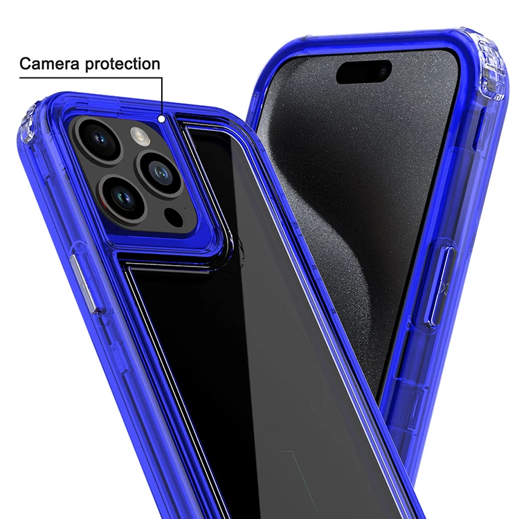 JIAFEI Cover Motorola Edge 50 Pro Traslucida Con Anello Magnetico Girevole 360° Blu - 3