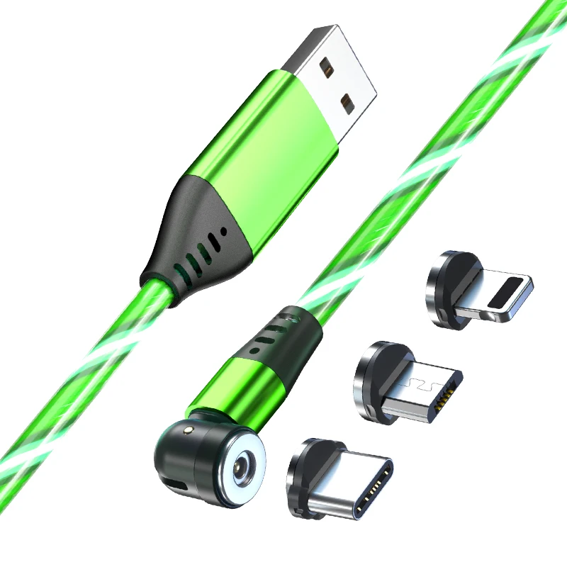 Snoot 2021 горячая Распродажа Аксессуары для мобильных телефонов светящийся потоковый 3 в 1 мобильный телефон Магнитный usb-кабель для быстрой зарядки