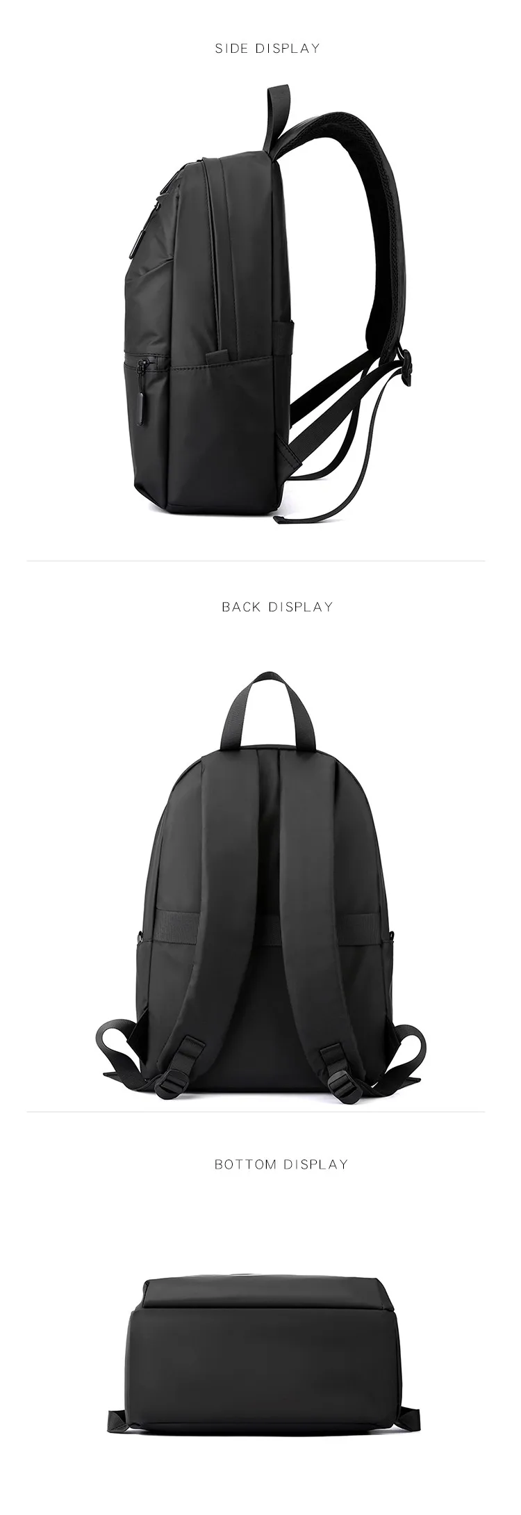 Waterproof Zipper Unisex Book Bags Custom Logo School Backpacks Stylish Student Nylon Laptop