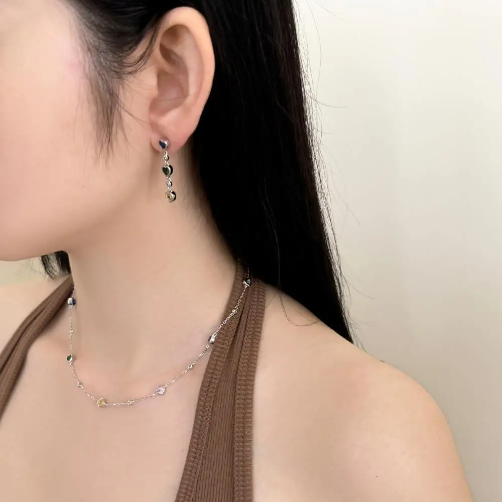 KAKODIY Four Hearts Zircon Women's Elegant Charm Jewelry Chain 925 Sterling Silver Boutique Necklace detail 7