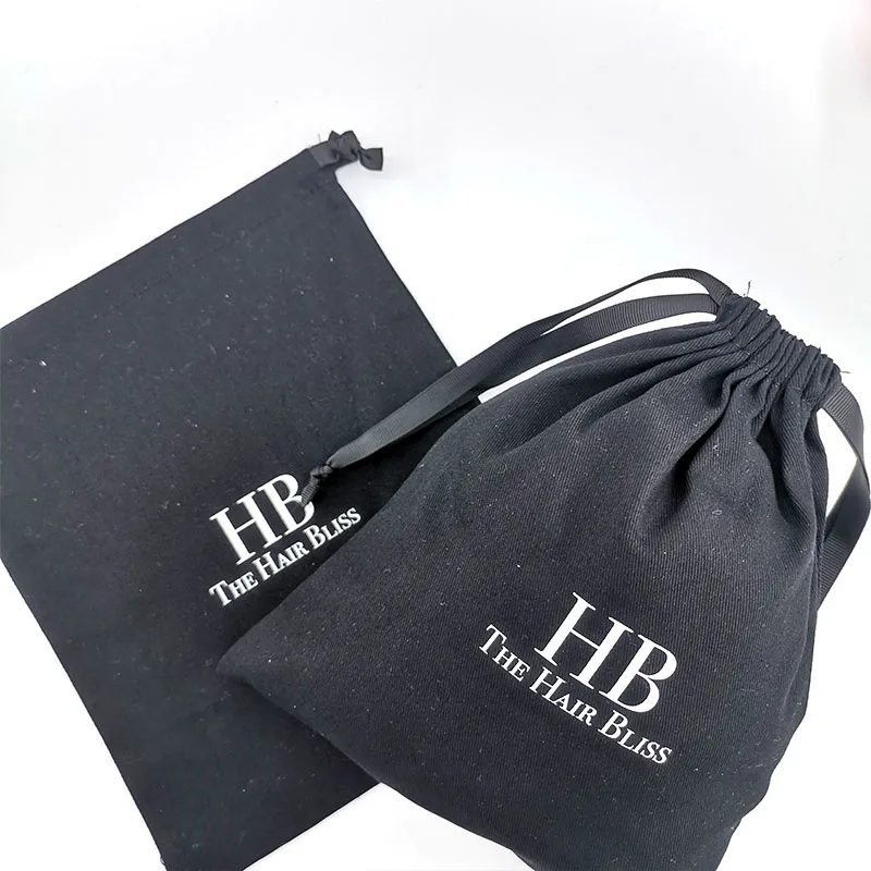 Custom Plain Black Twill Cotton Drawstring Bags Jewelry Packaging Pouch ...