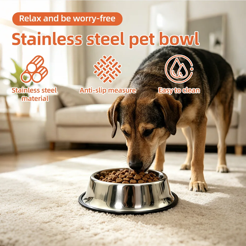 Wholesale Pet Food Container Non-Slip Stainless Steel Dog Bowl - product detail 2