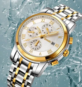 SKMEI 2306 Men's Luxury Fashion Sport Watch 3BAR Water Resistant Quartz Movement Stainless Steel Band Pointer Business New