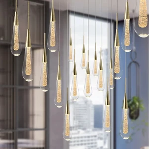 Customizable Modern Teardrop Chandelier Adjustable Height Hanging for Hotel Lobby Sales Office Glass Mall Sand Table Middle